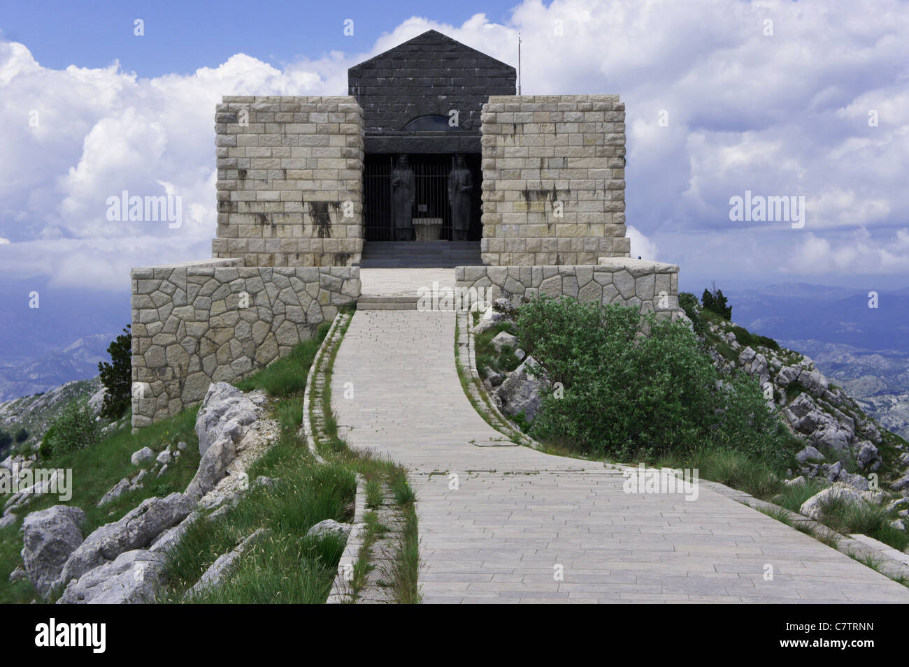 Mausoleum of Petar II Petrovic Njegos, Jezerski vrh, Lovcen NP. Montenegro Stock Photo