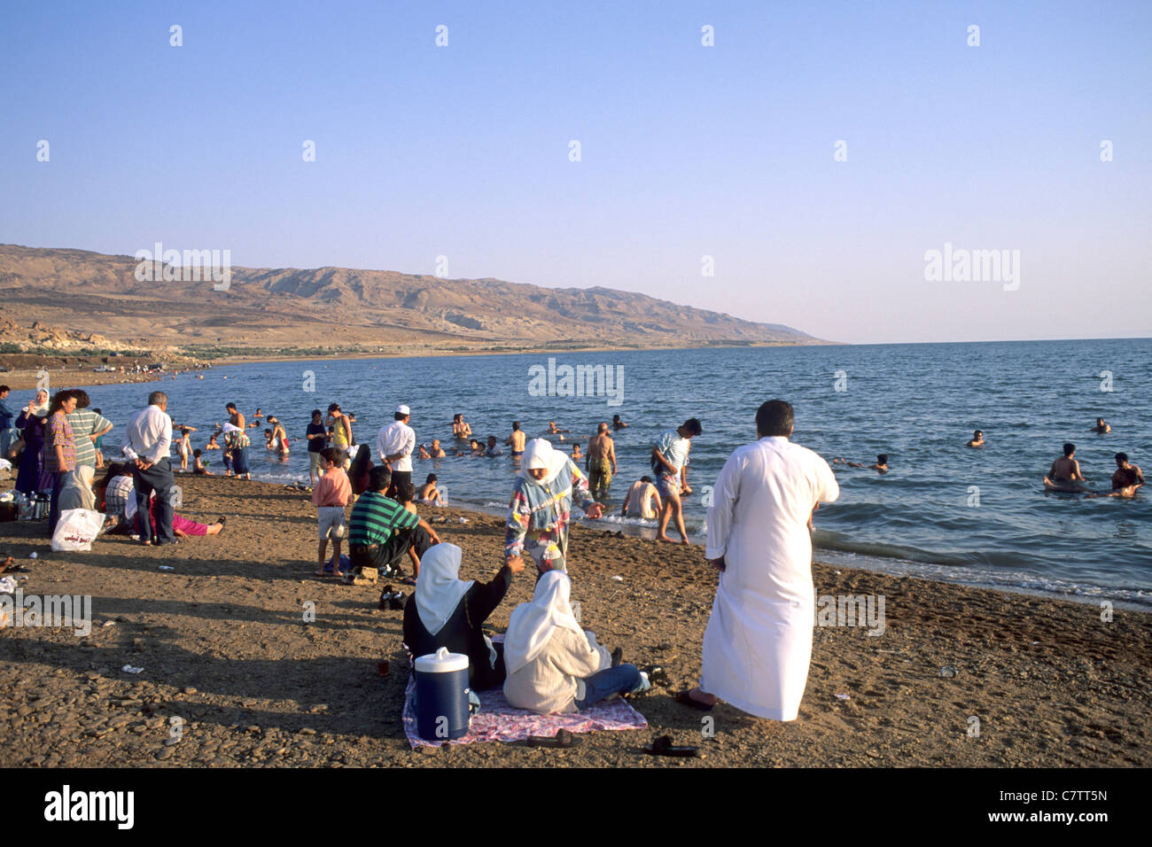 Jordan, Dead Sea, people on beach Stock Photo - Alamy