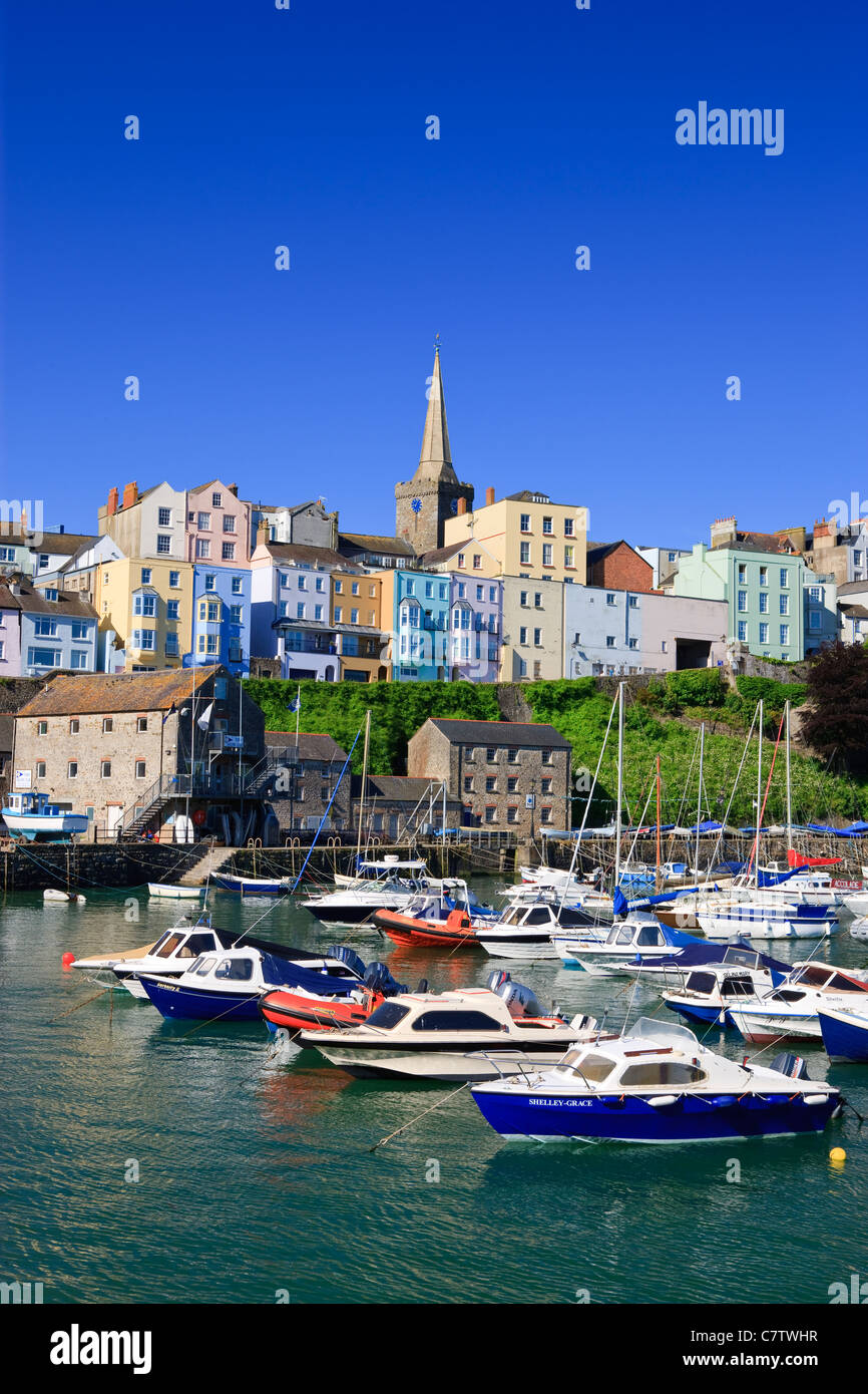 Boats in Tenby Harbour Tenby Pembrokeshire Wales Stock Photo