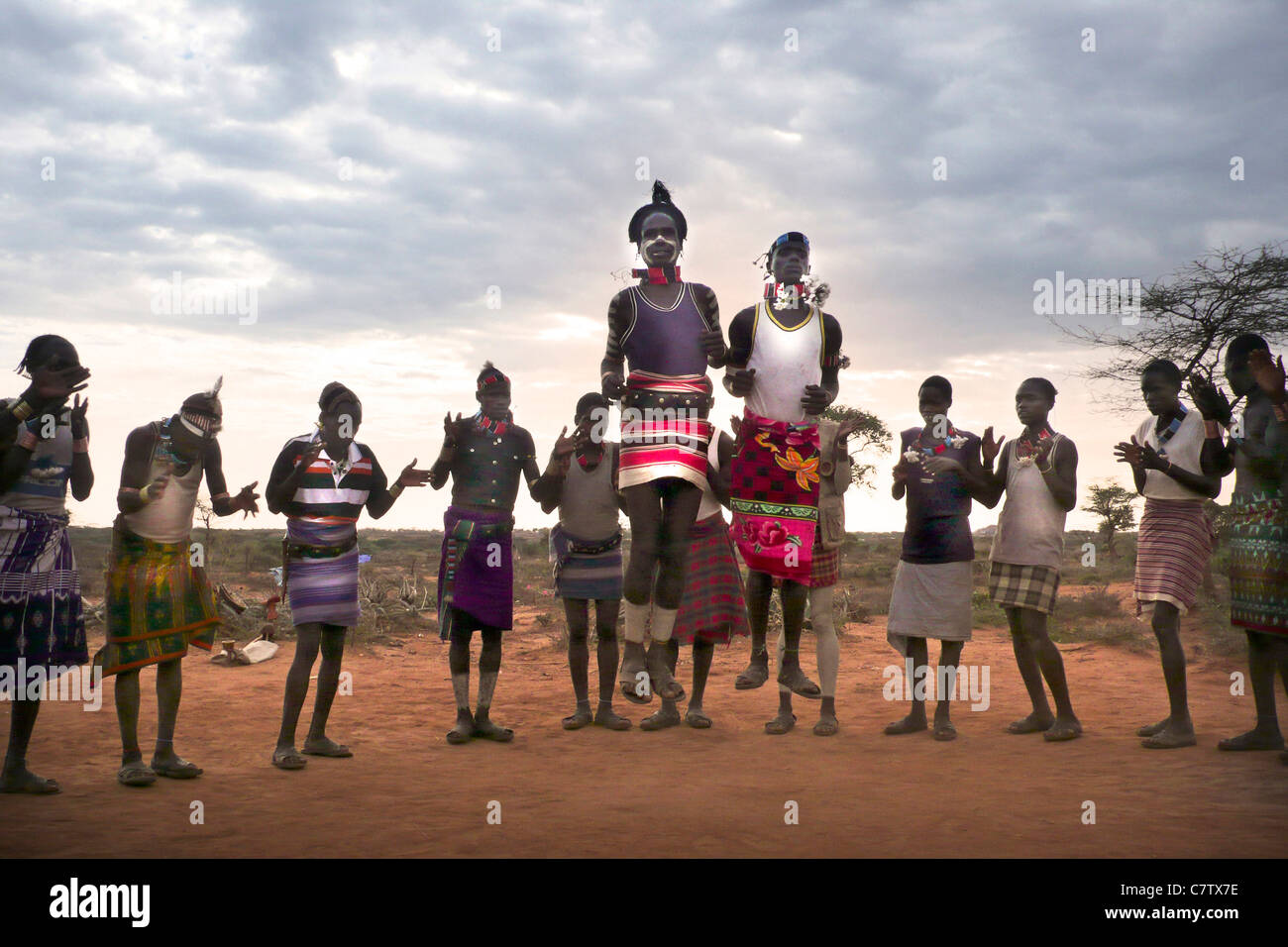 Africa, Ethiopia. Harmer people dancing Stock Photo