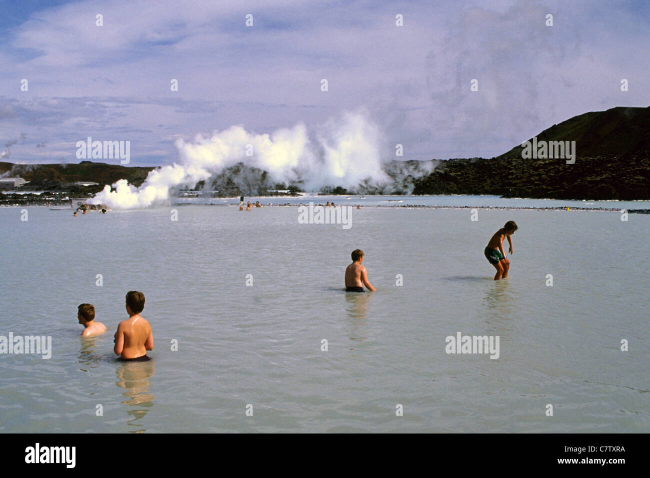 People in a thermal pool - Blue Lagoon, Reykjavik, Iceland Stock Photo