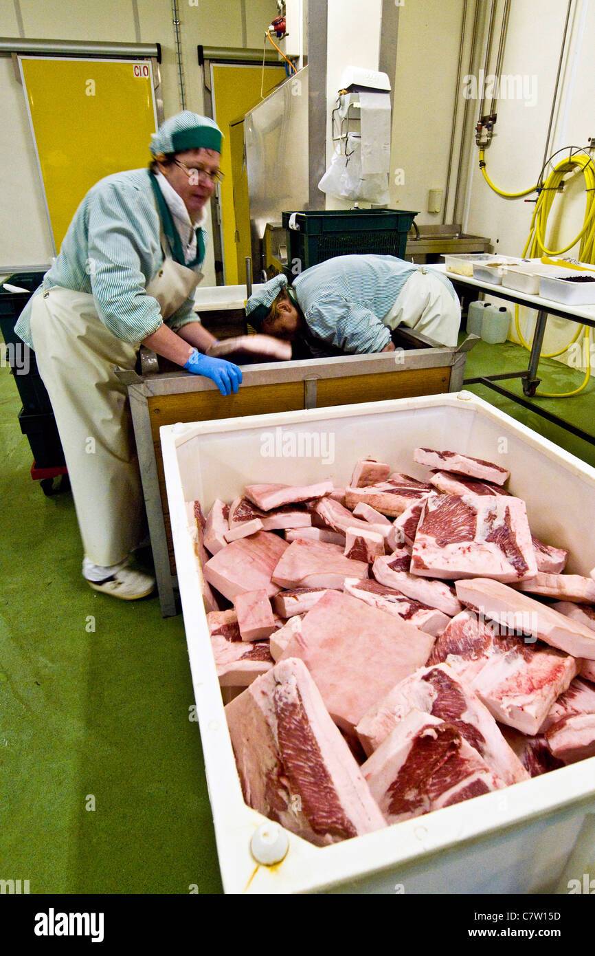 Italy, Aosta Valley, Arnad, lard food factory Stock Photo