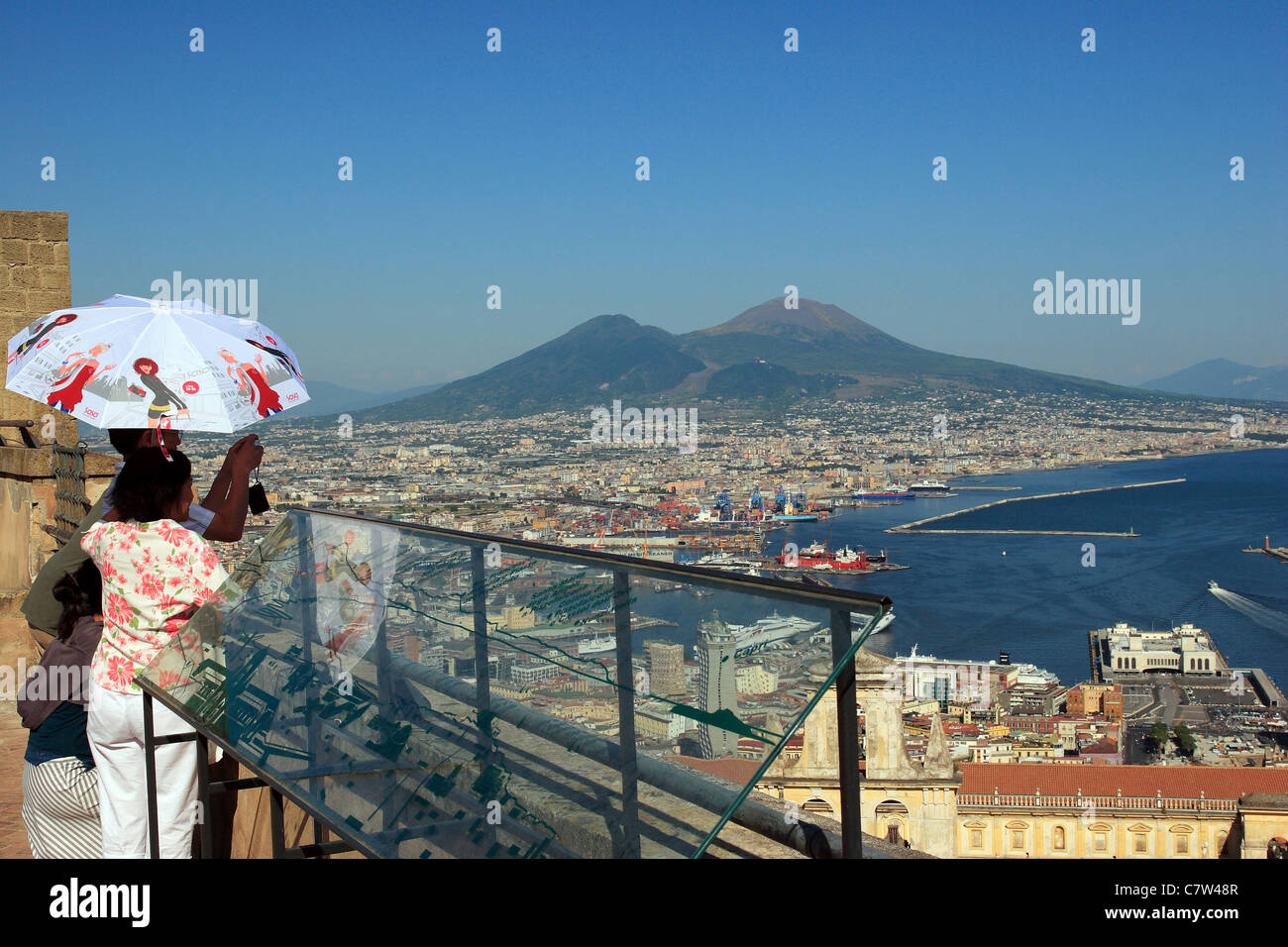 Italy, Campania, Naples, the harbour and Vesuvius volcano Stock Photo