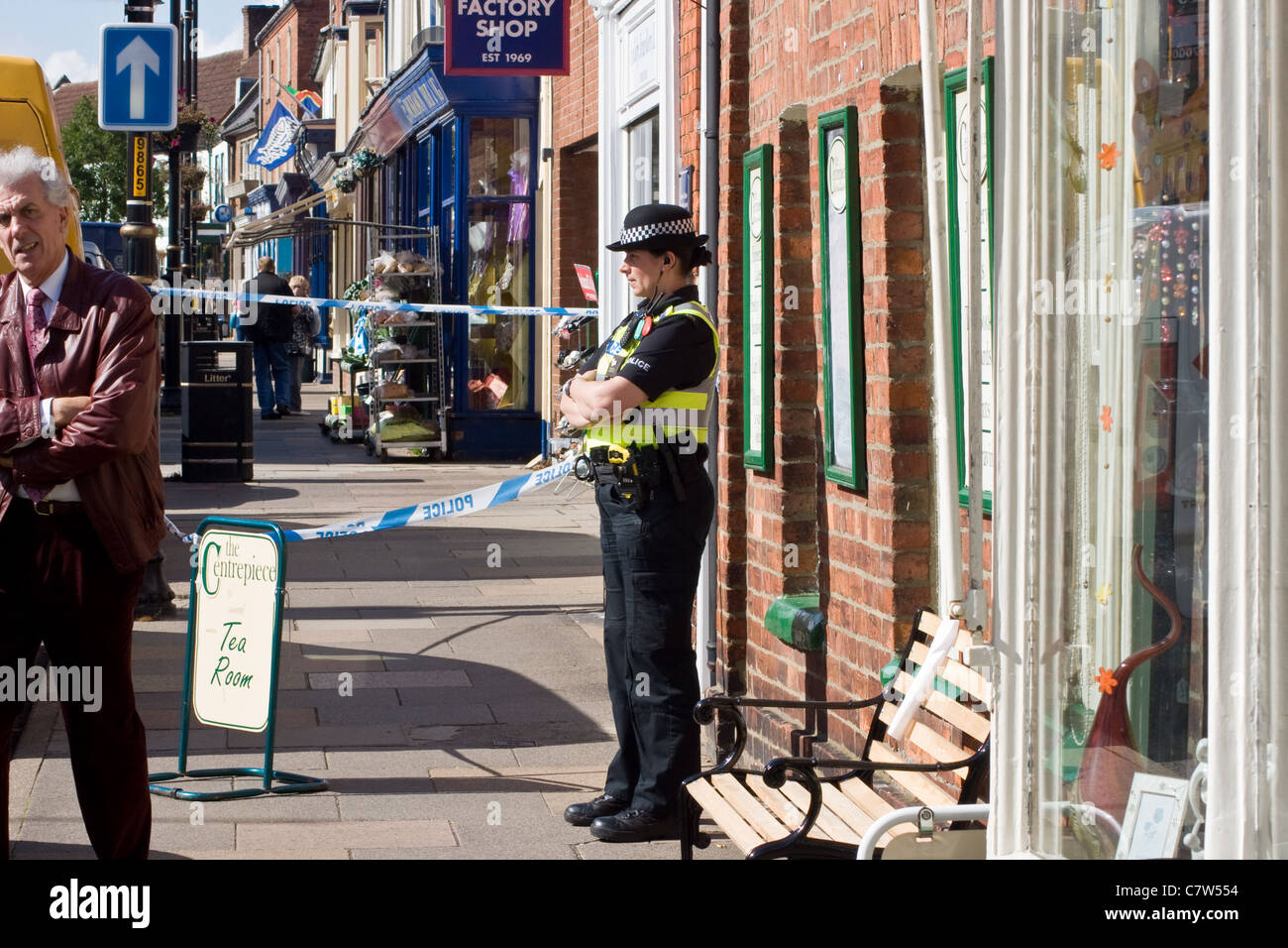 Crime,Scene,Police,Officer,Armed,Robbery,Cordon, Stock Photo