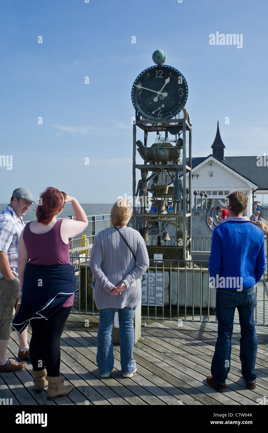 The Mechanical Water Clock sculpture on Southwold Pier in Suffolk Stock Photo