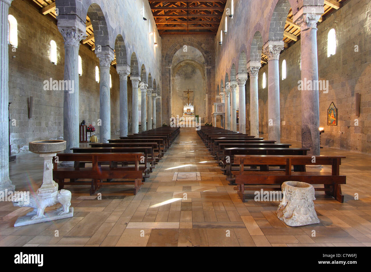 Italy, Campania, Caserta Vecchia, the Cathedral interior Stock Photo