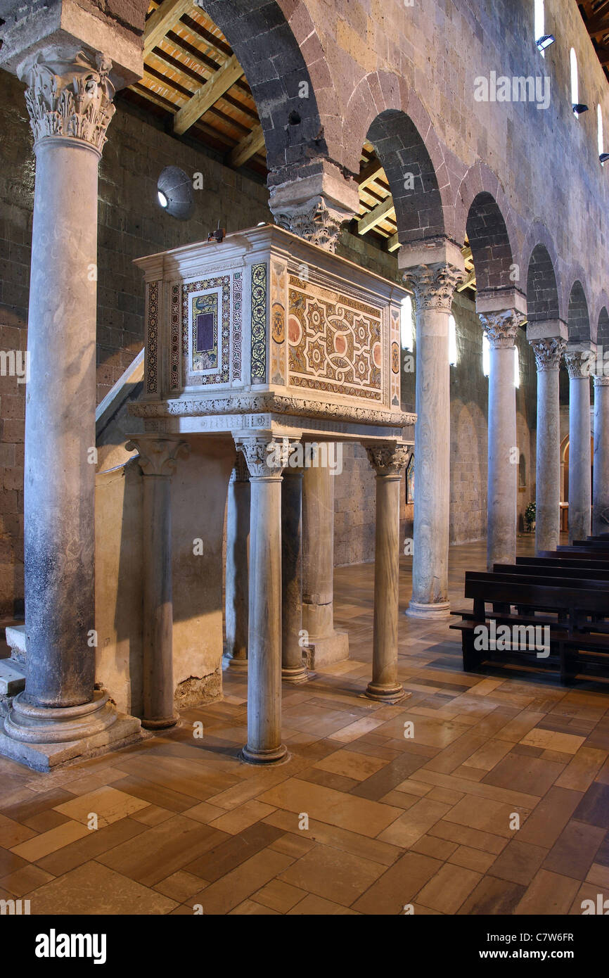 Italy, Campania, Caserta Vecchia, the Cathedral interior, XIII century pulpit Stock Photo
