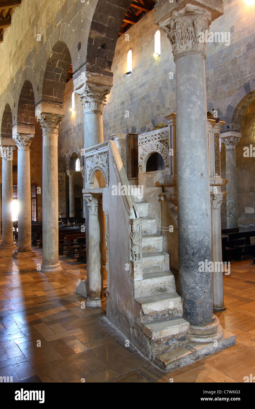 Italy, Campania, Caserta Vecchia, the Cathedral interior, XIII century pulpit Stock Photo