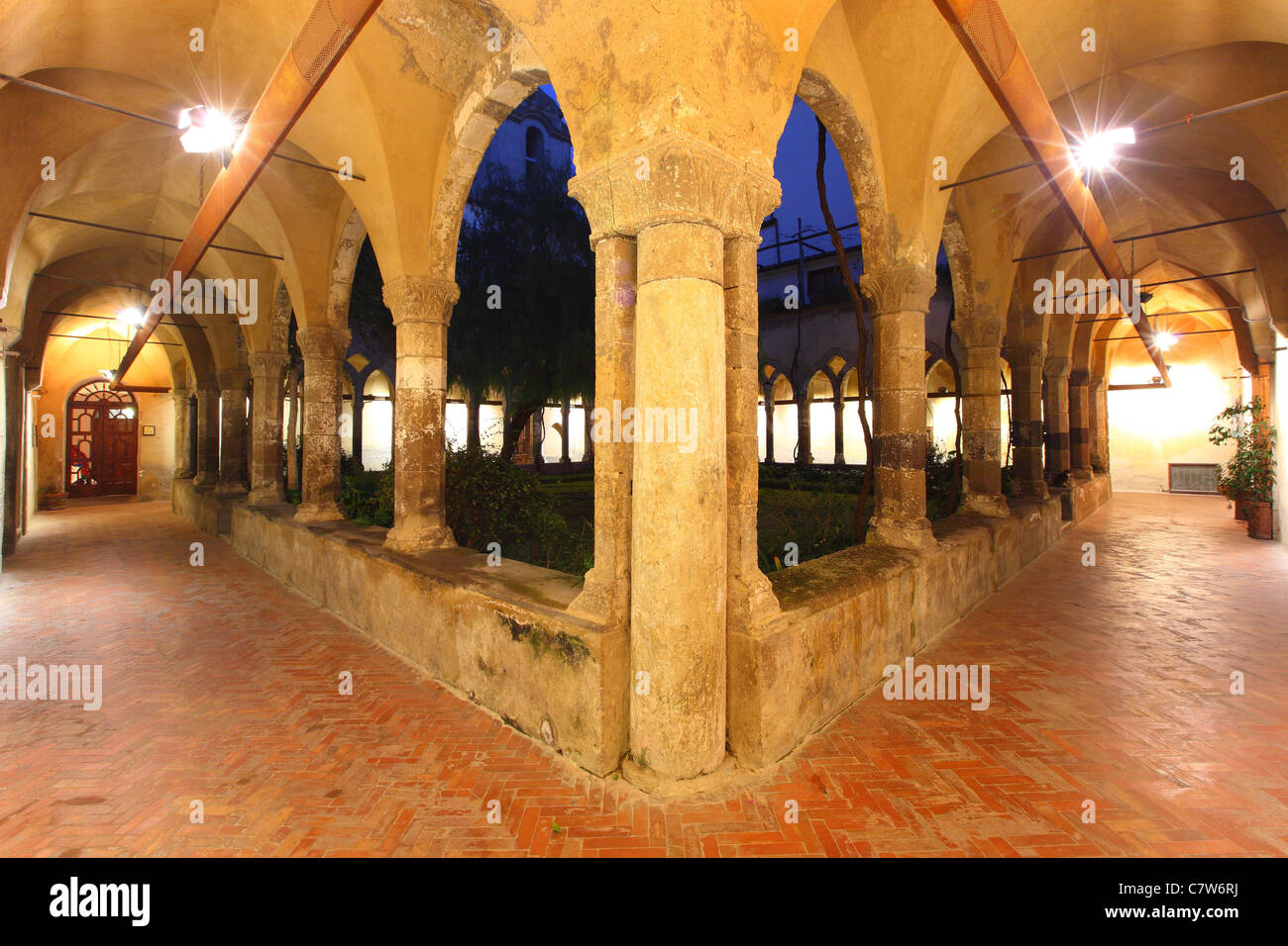 Italy, Campania, Sorrento, San Francesco cloister at night Stock Photo