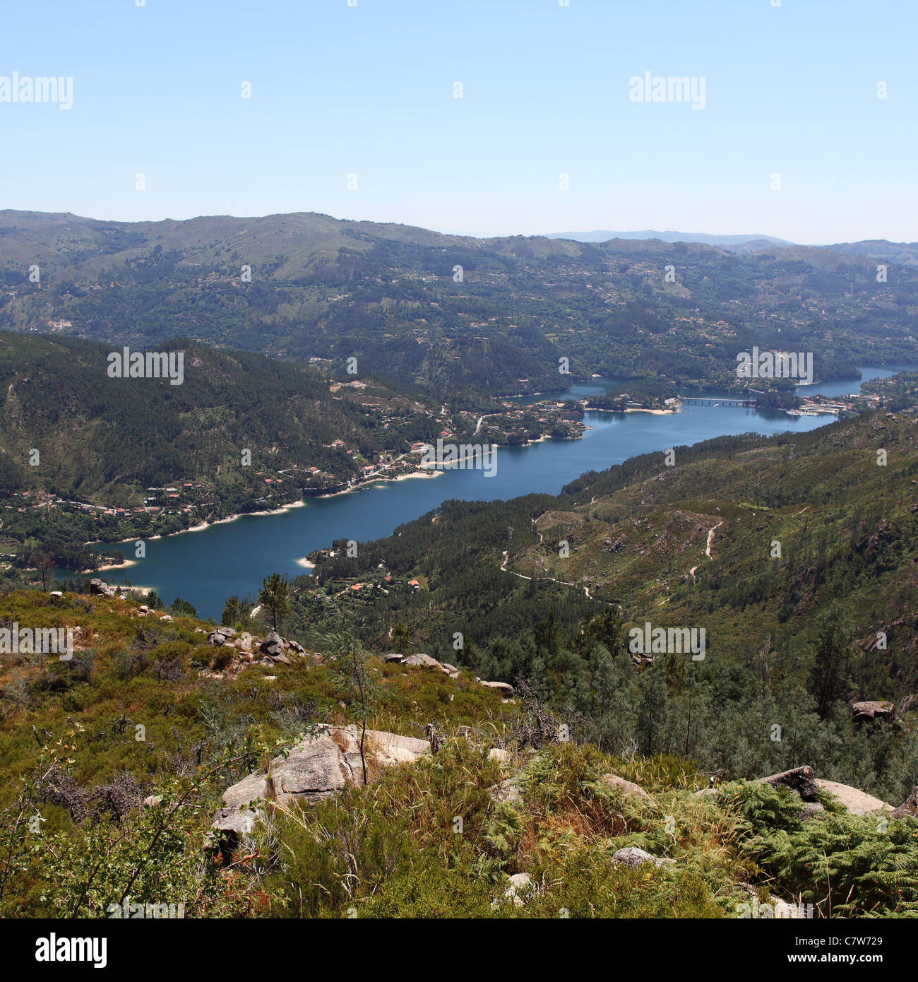 A view of the lake formed by the Canicada reservoir in northern Portugal. Stock Photo
