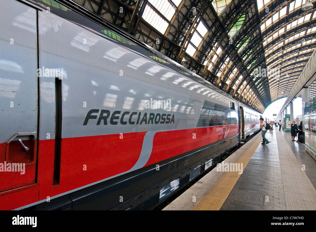 Italy, Lombardy, Milan, the Central Railway station, the Frecciarossa Stock Photo