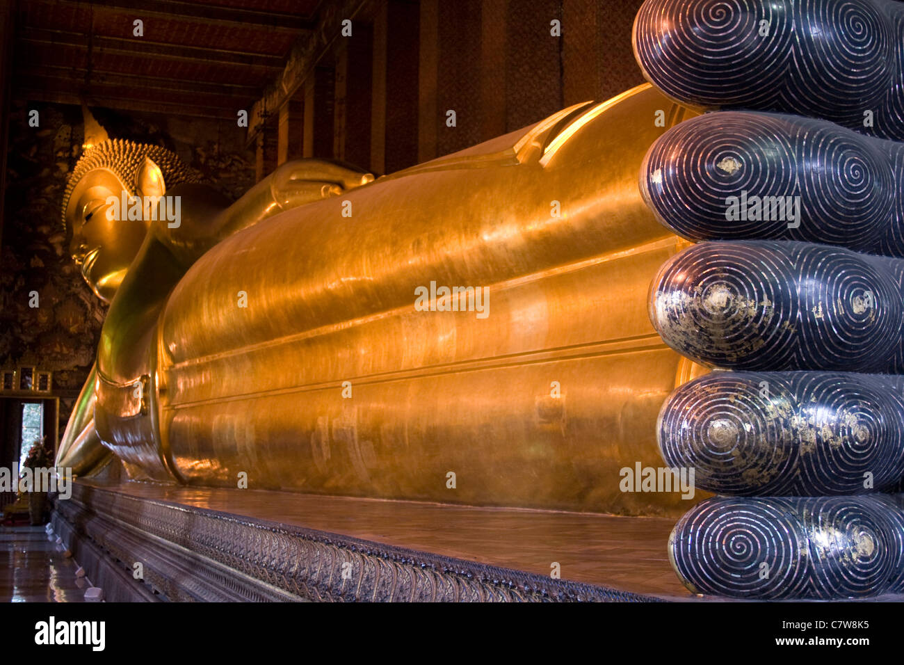 Wat Pho, also known as the Temple of the Reclining Buddha in Bangkok, Thailand. Stock Photo