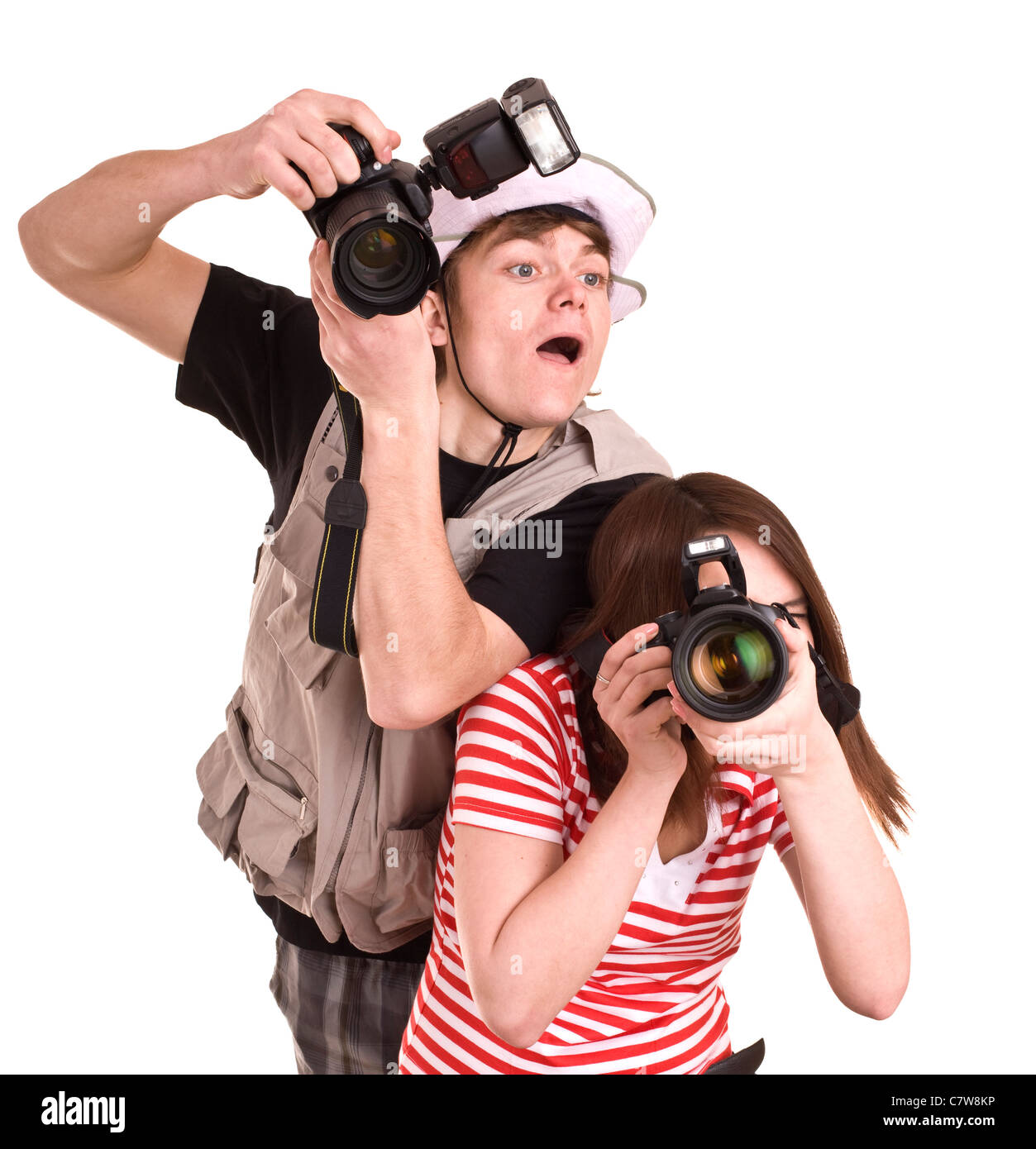 Девушка и парень с фотоаппаратом