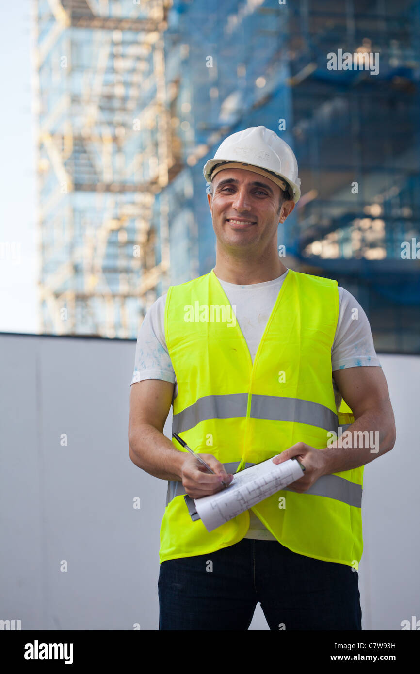 A worker on a construction site Stock Photo
