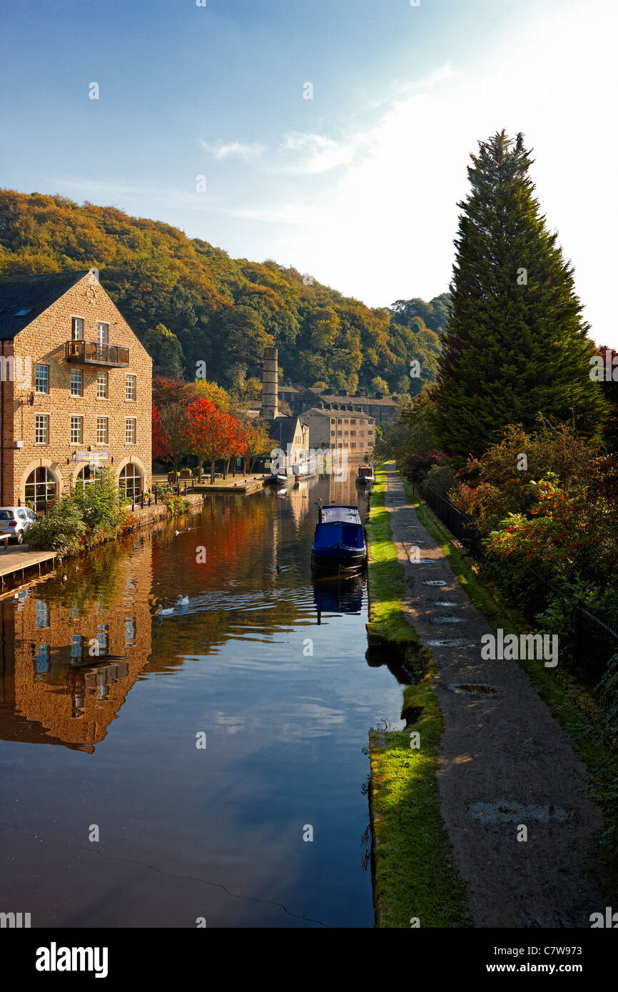 Rochdale Canal at Hebden Bridge, West Yorkshire Stock Photo