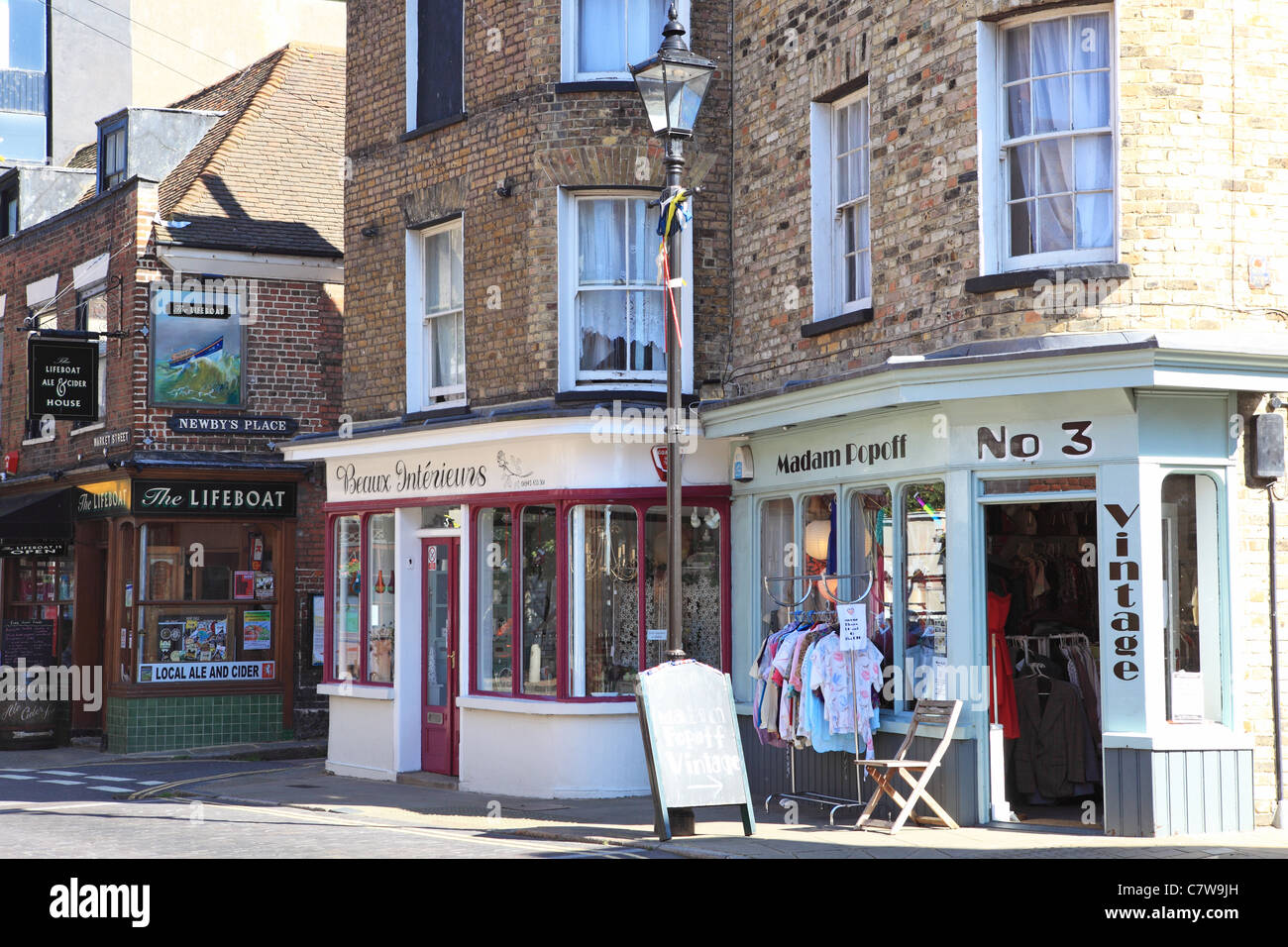 Vintage shops on Market Street in the old town in Margate, Kent, England, UK Stock Photo