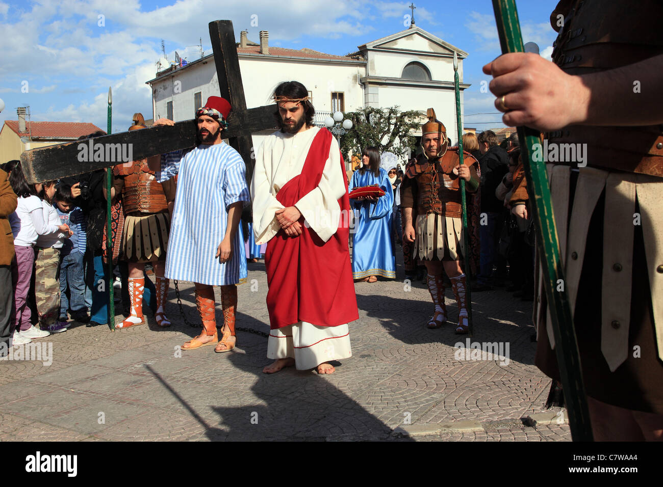 Italy, Basilicata, Barile, Via Crucis, Procession Stock Photo