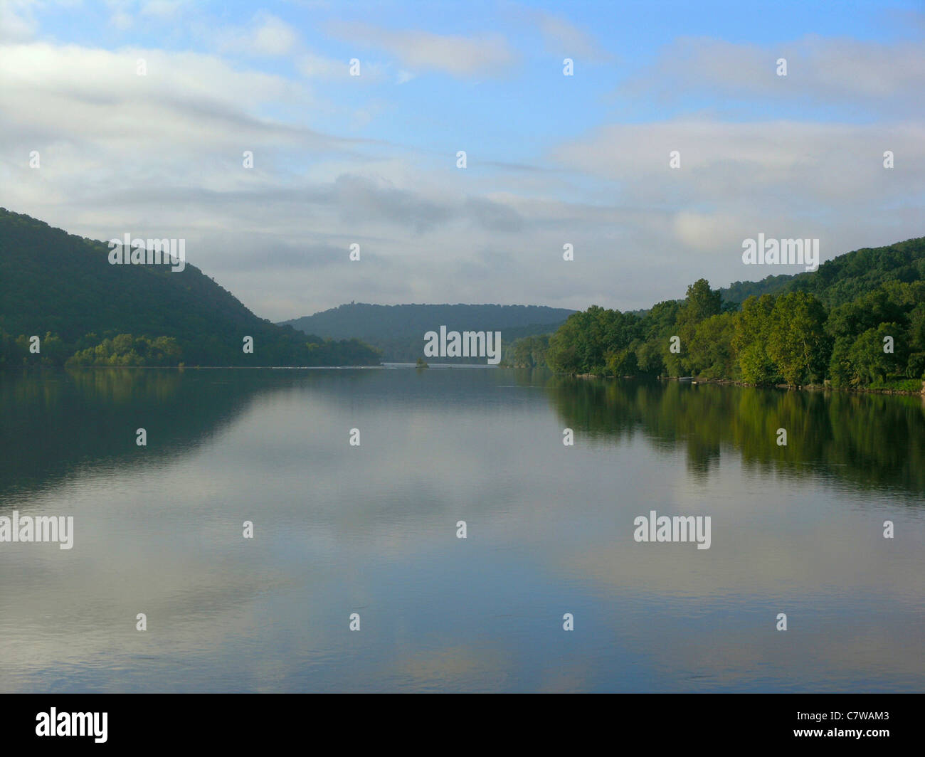 View of the Delaware River from the bridge connecting New Hope, Pennsylvania and Lambertville, New Jersey Stock Photo