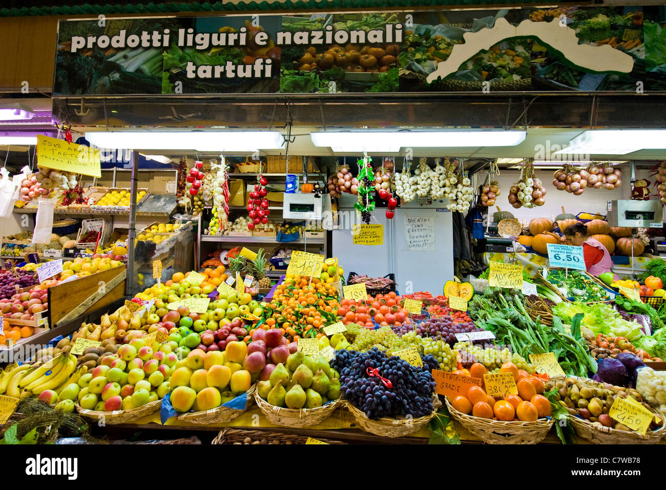 Italy, Liguria, Genova, Oriental Greengrocer market Stock Photo