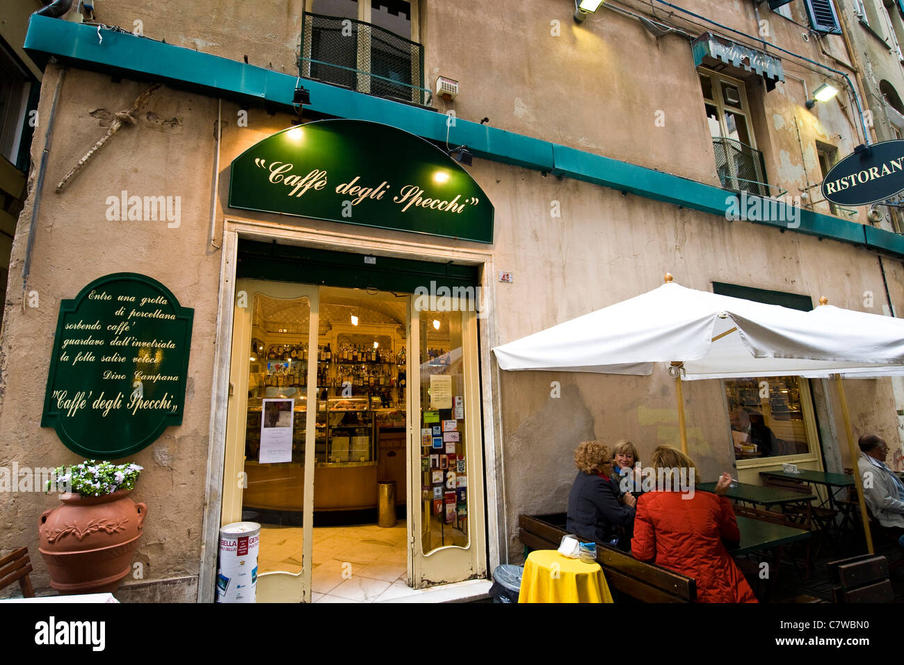 Italy, Liguria, Genoa, the Caffè degli Specchi bar Stock Photo