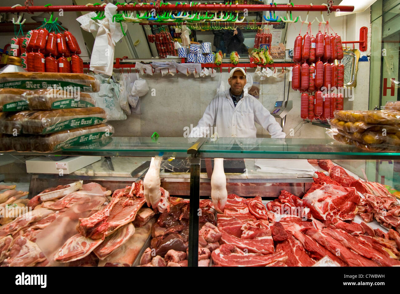 Italy, Liguria, Genoa, islamic butcher's shop Stock Photo