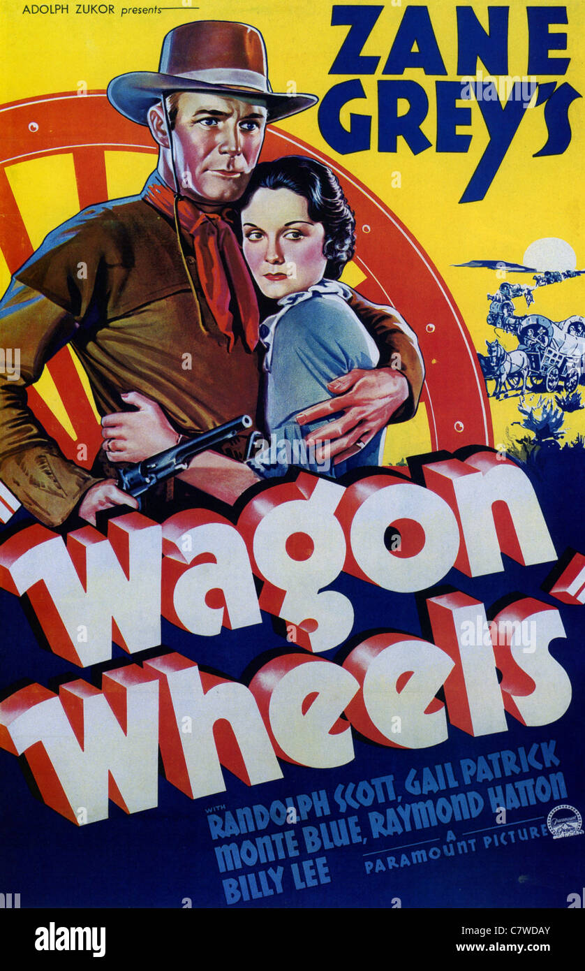 WAGON WHEELS Poster for 1934 Paramount film with Randolph Scott and