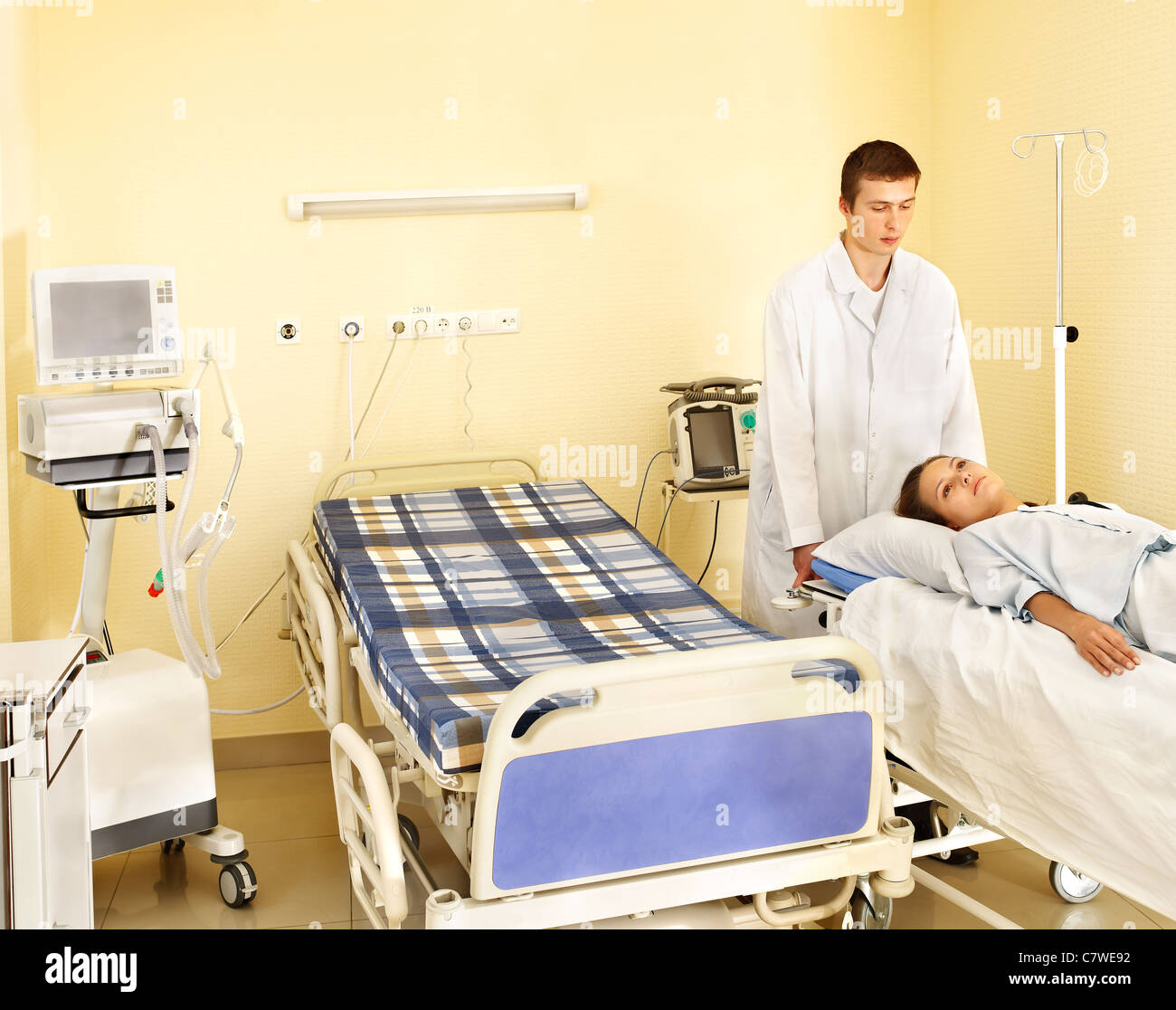 Sick patient on gurney in operating room Stock Photo Alamy