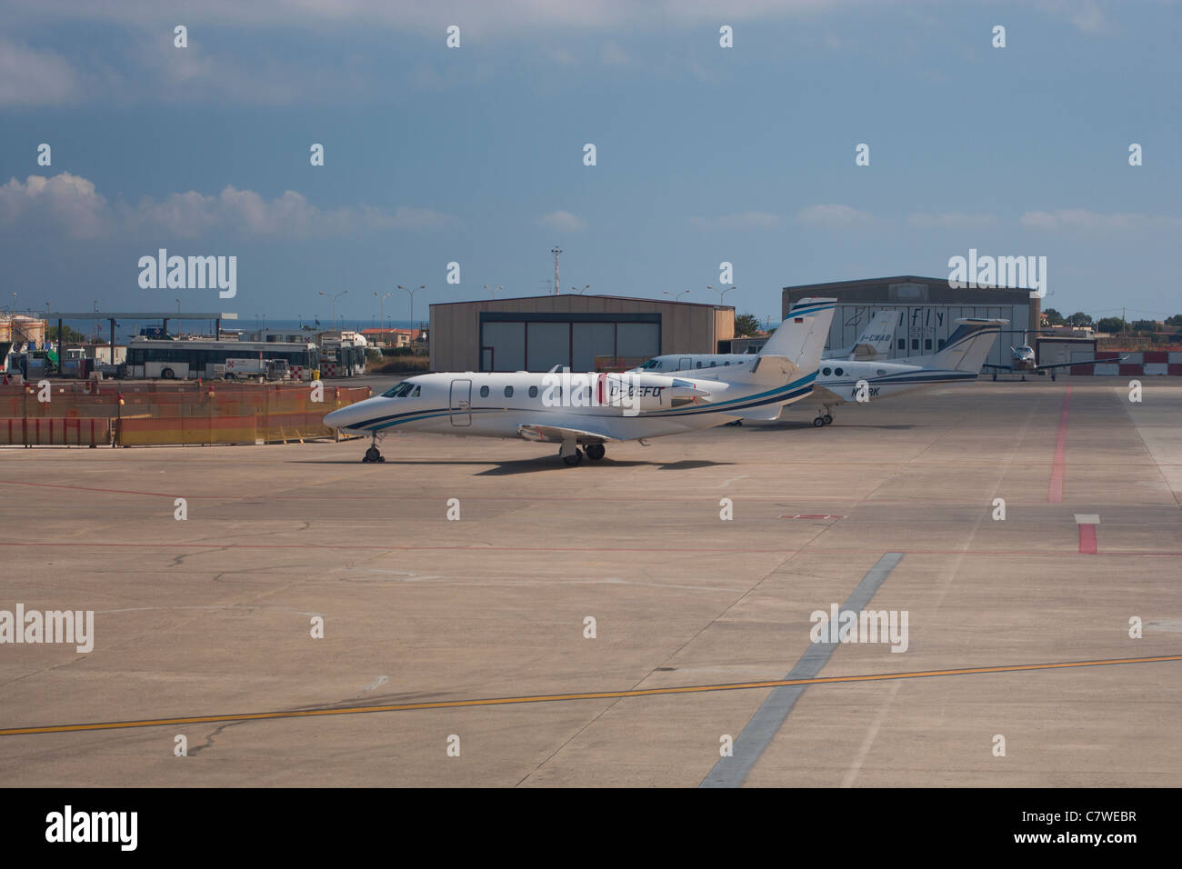 Small jet aircraft at Palermo airport Stock Photo