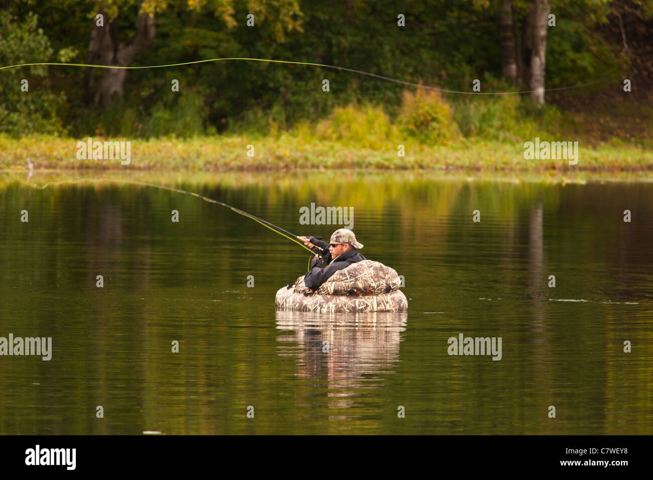 fly fishing a pond
