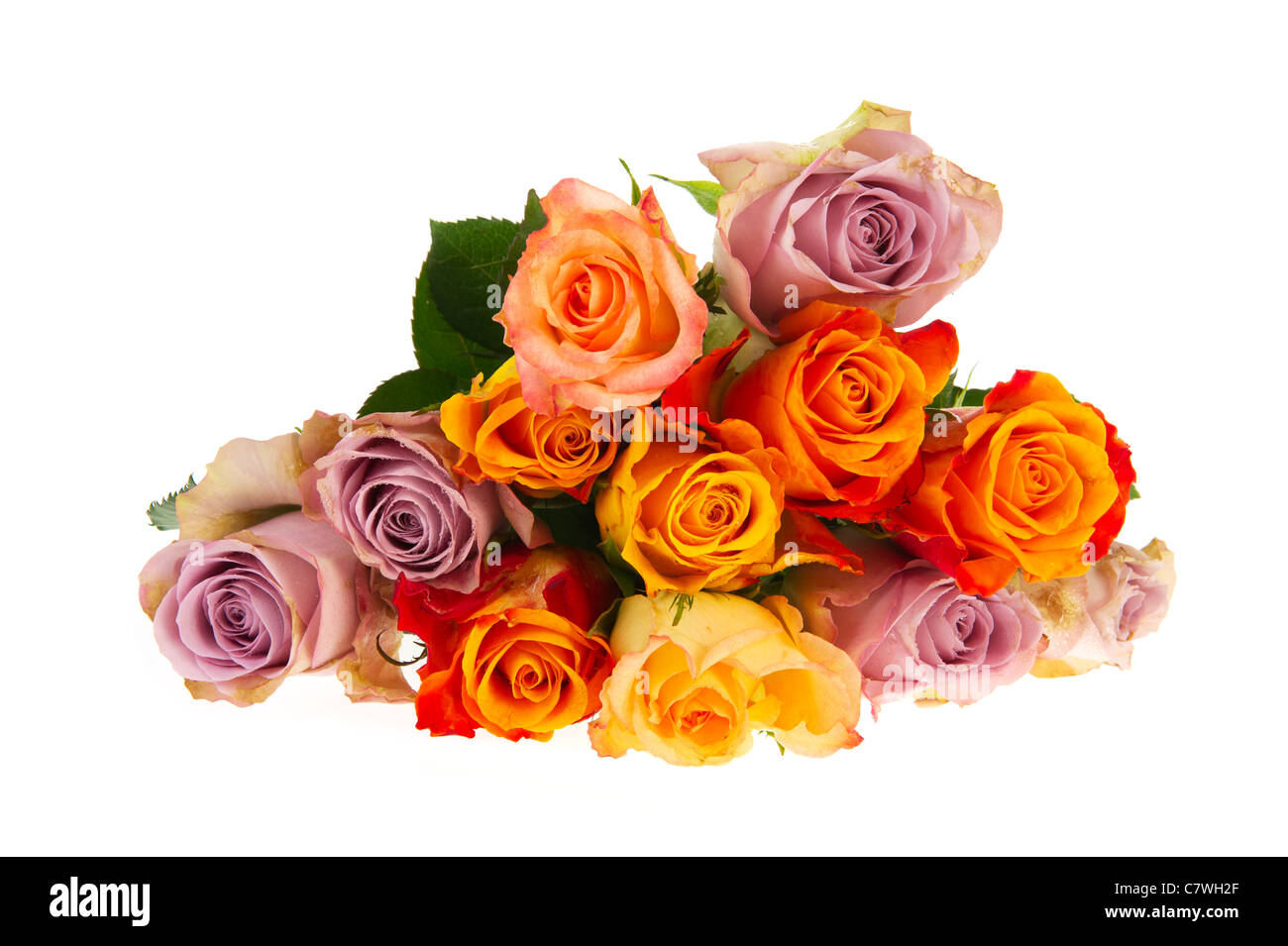 Colorful bouquet roses isolated over white background Stock Photo - Alamy
