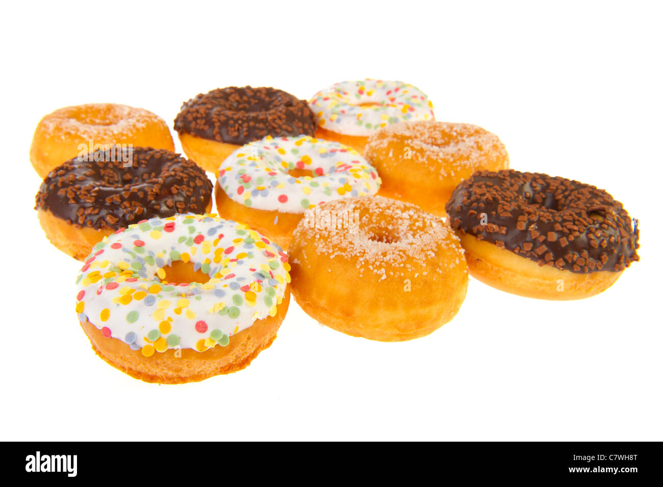 nine various donuts isolated over white background Stock Photo - Alamy