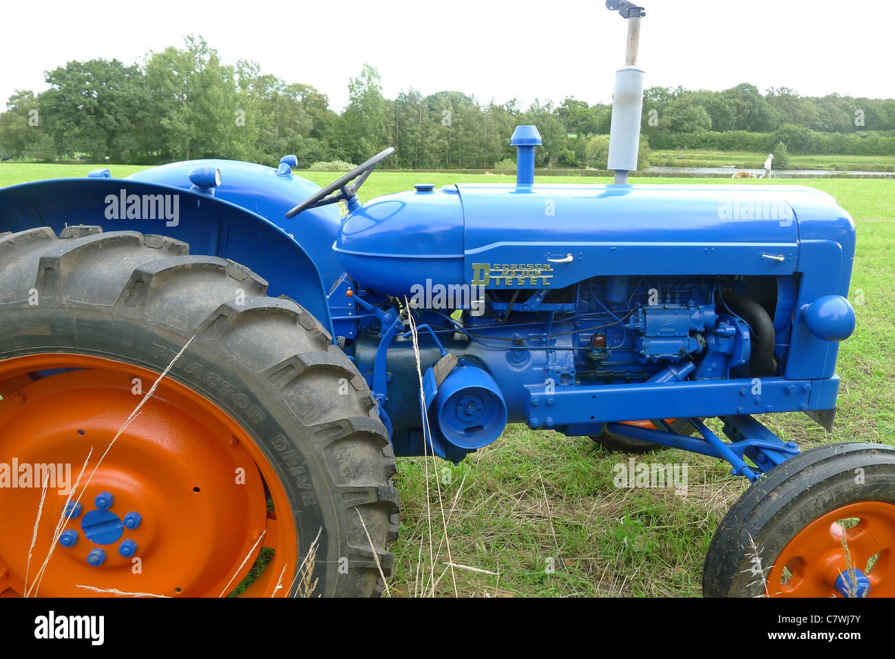 Old Blue and Orange Tractor Stock Photo Alamy