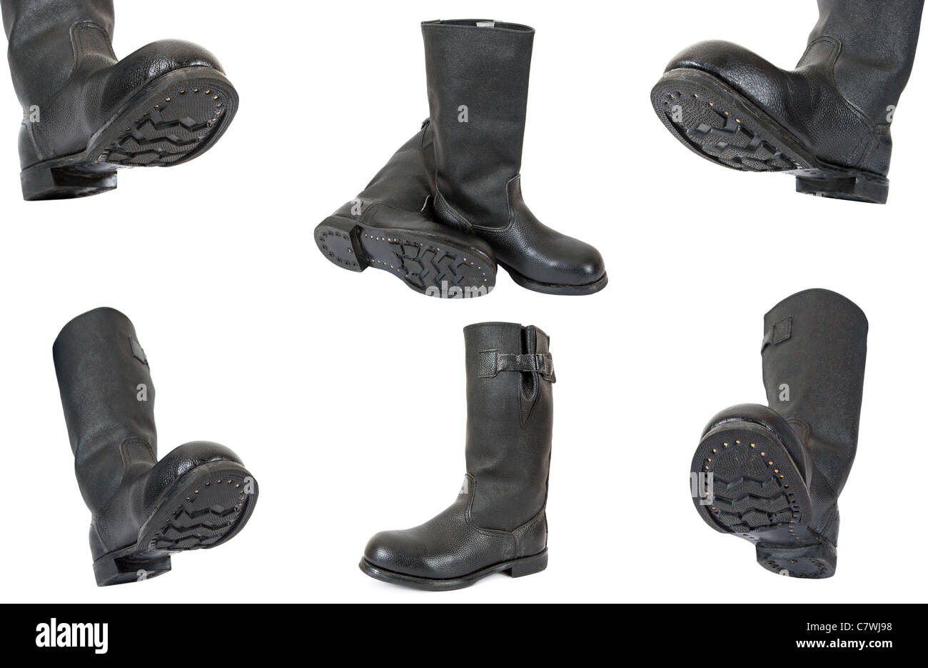 Black army boots on white background Stock Photo - Alamy
