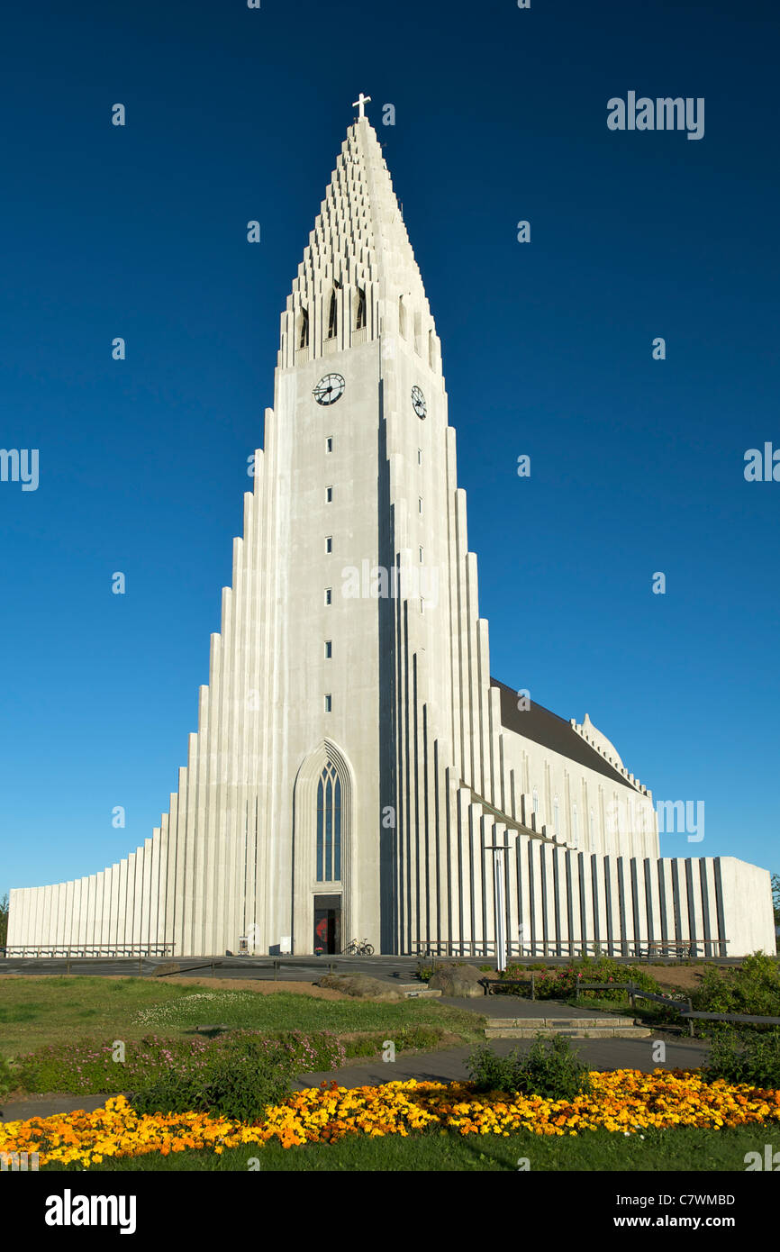 Hallgrimur's Church (Hallgrimskirkja) in Reykjavik Iceland. Stock Photo