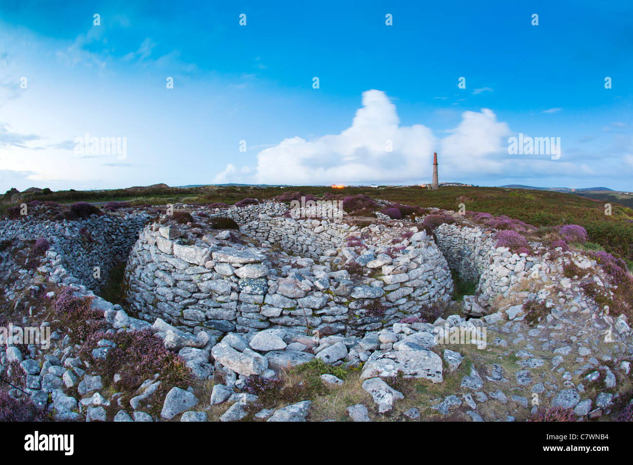 Ballowall Barrow; Carn Gloose; Cape Cornwall; UK; Bronze Age chambered tomb Stock Photo