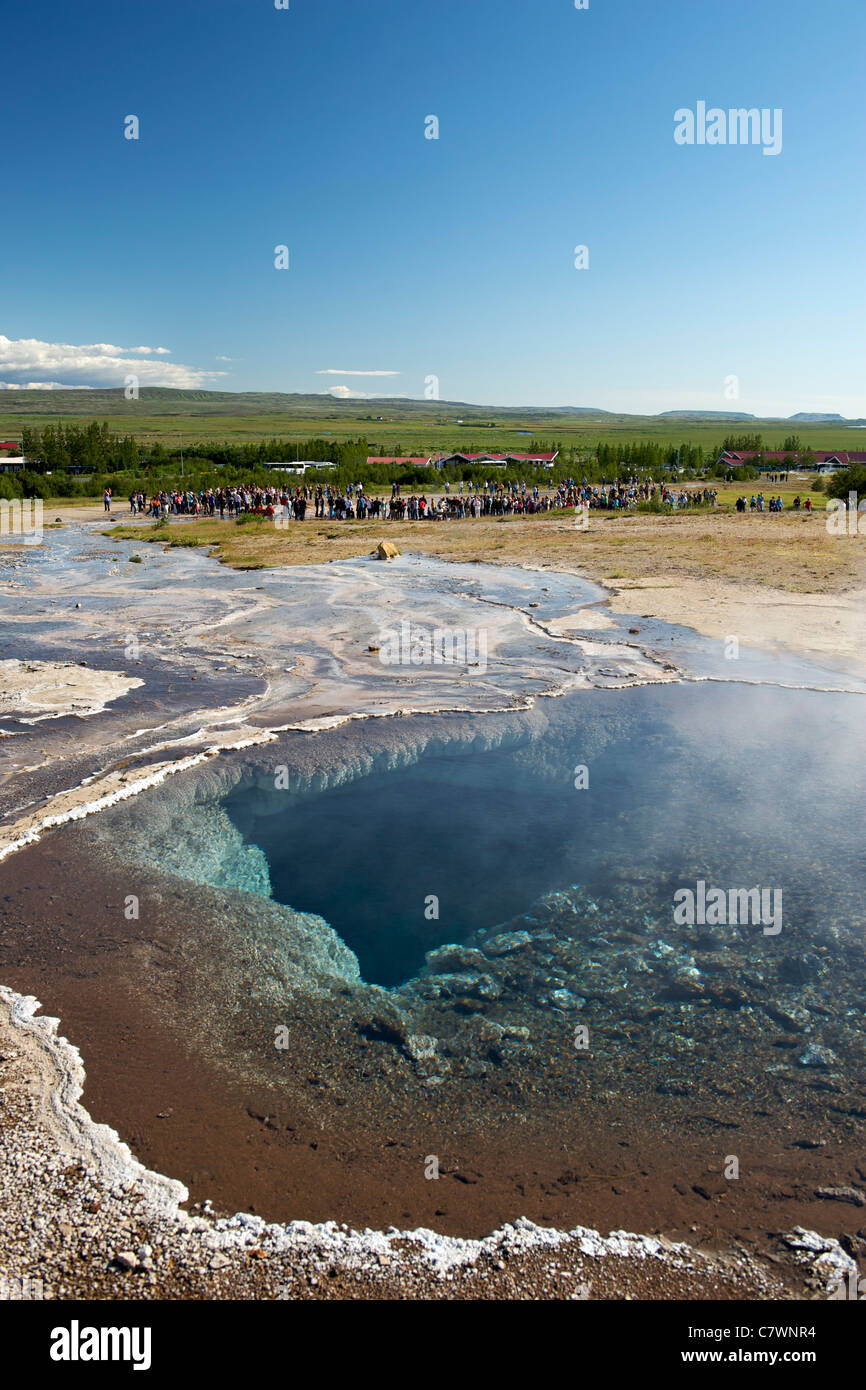 Thermal pools at Geysir in southwest Iceland. Stock Photo