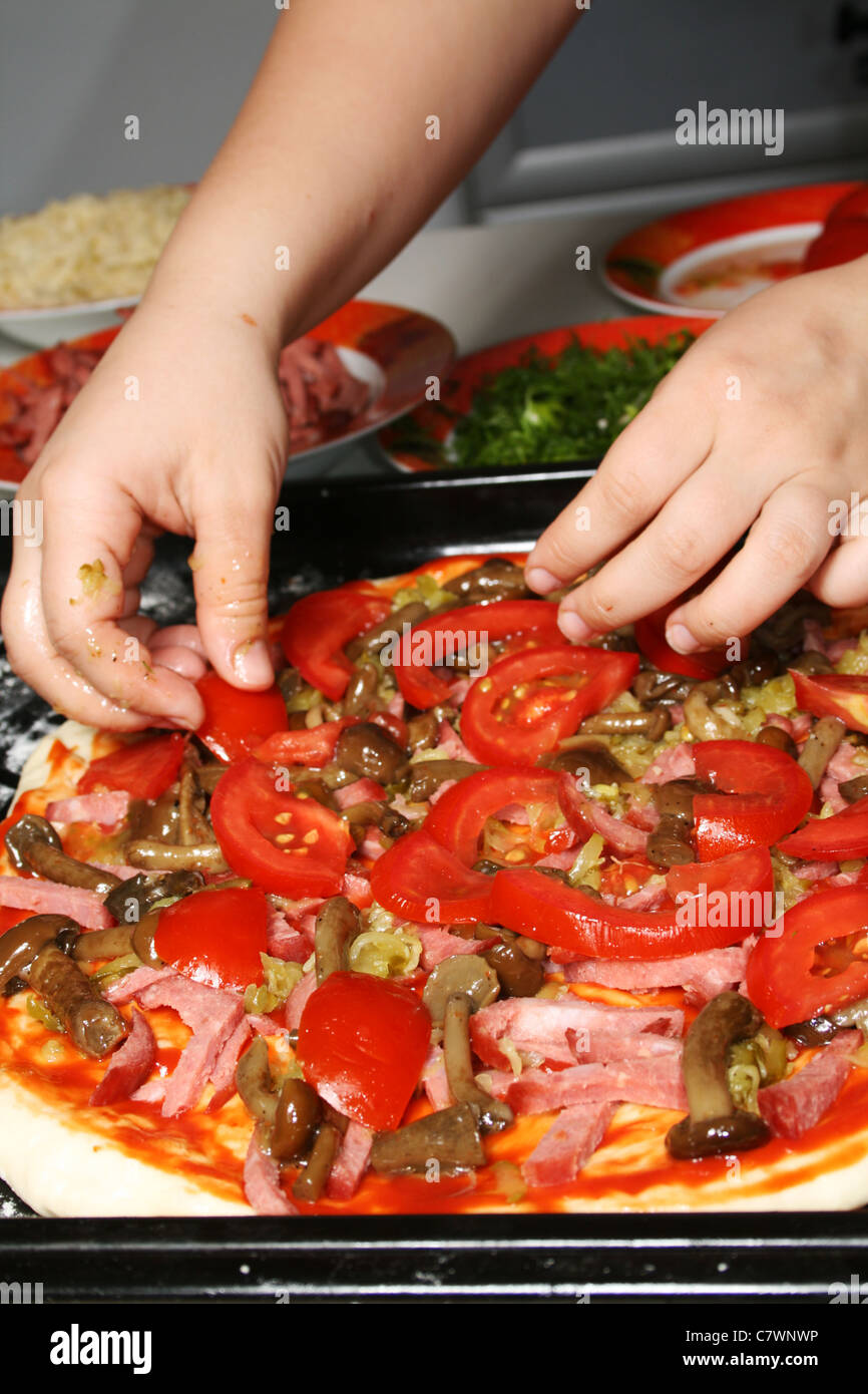 Handmade fresh fire baked pizza Stock Photo Alamy