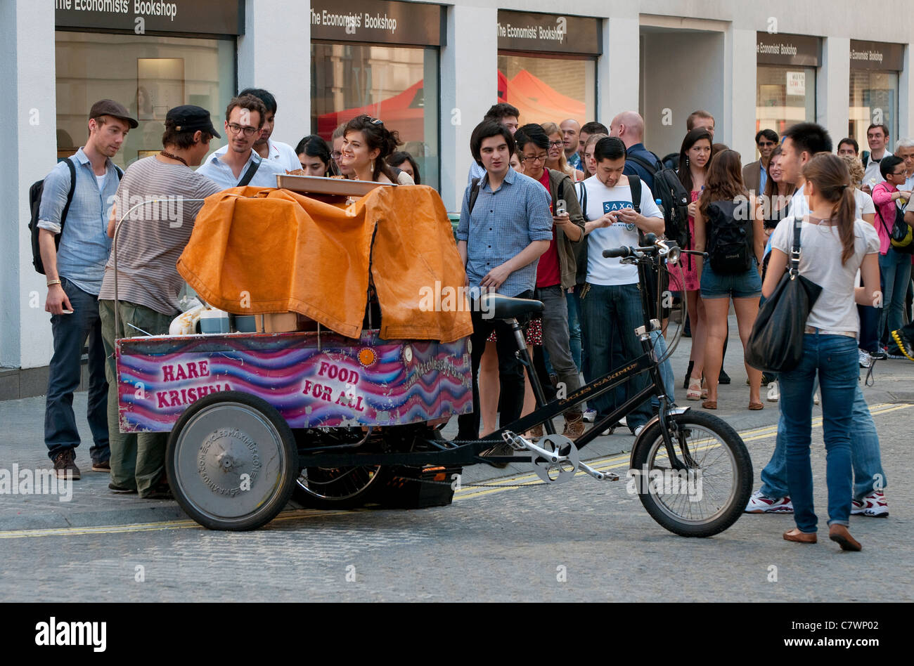 students queuing at free food stall Stock Photo - Alamy