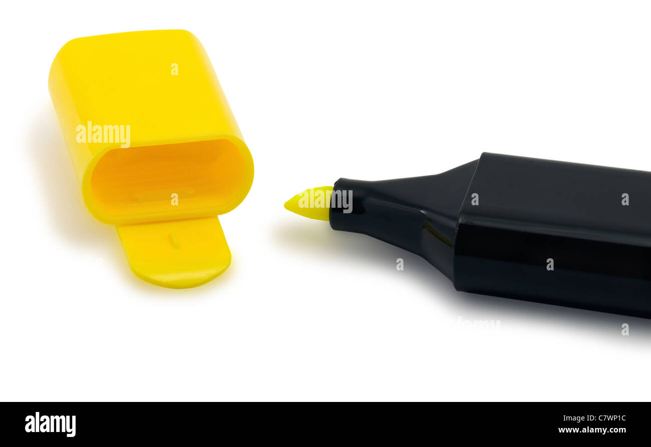 Yellow Highlighter Pen Stock Photo