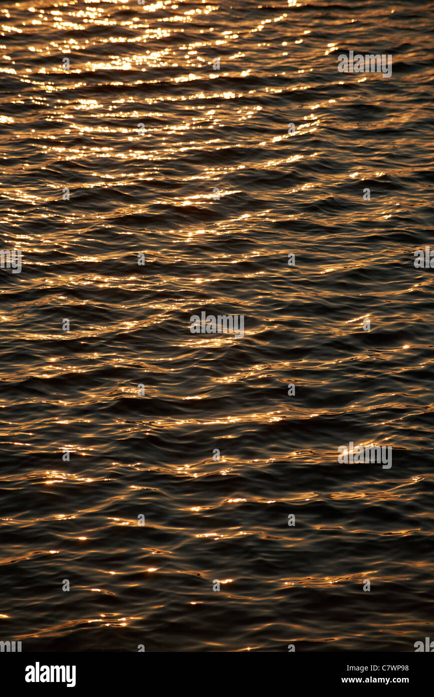 Sea Water with golden sun reflecting Stock Photo - Alamy