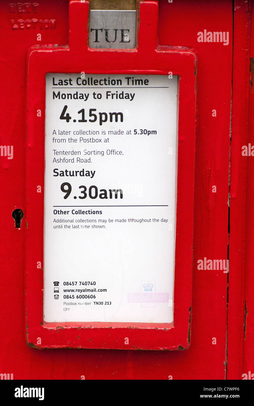 Postbox collection times hi-res stock photography and images - Alamy