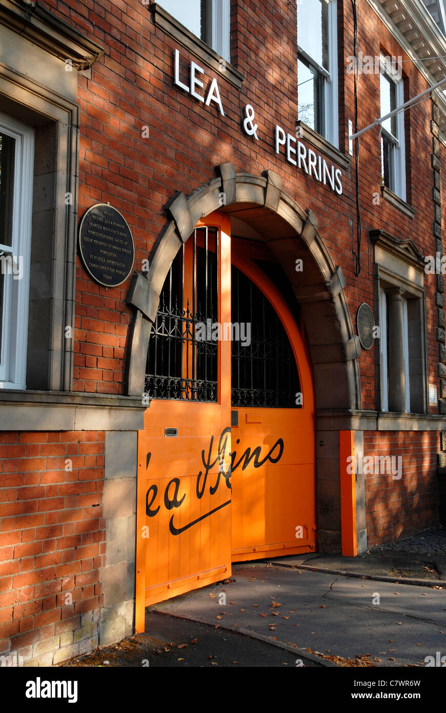 Lea and Perrins sauce factory gates in Worcester, 2011. Stock Photo