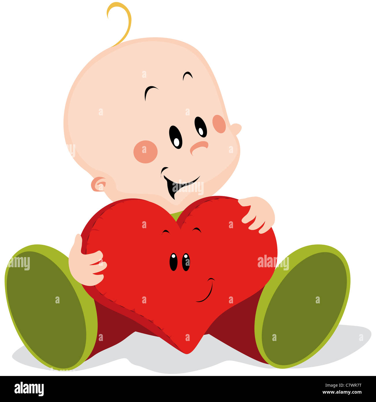 baby with heart pillow Stock Photo