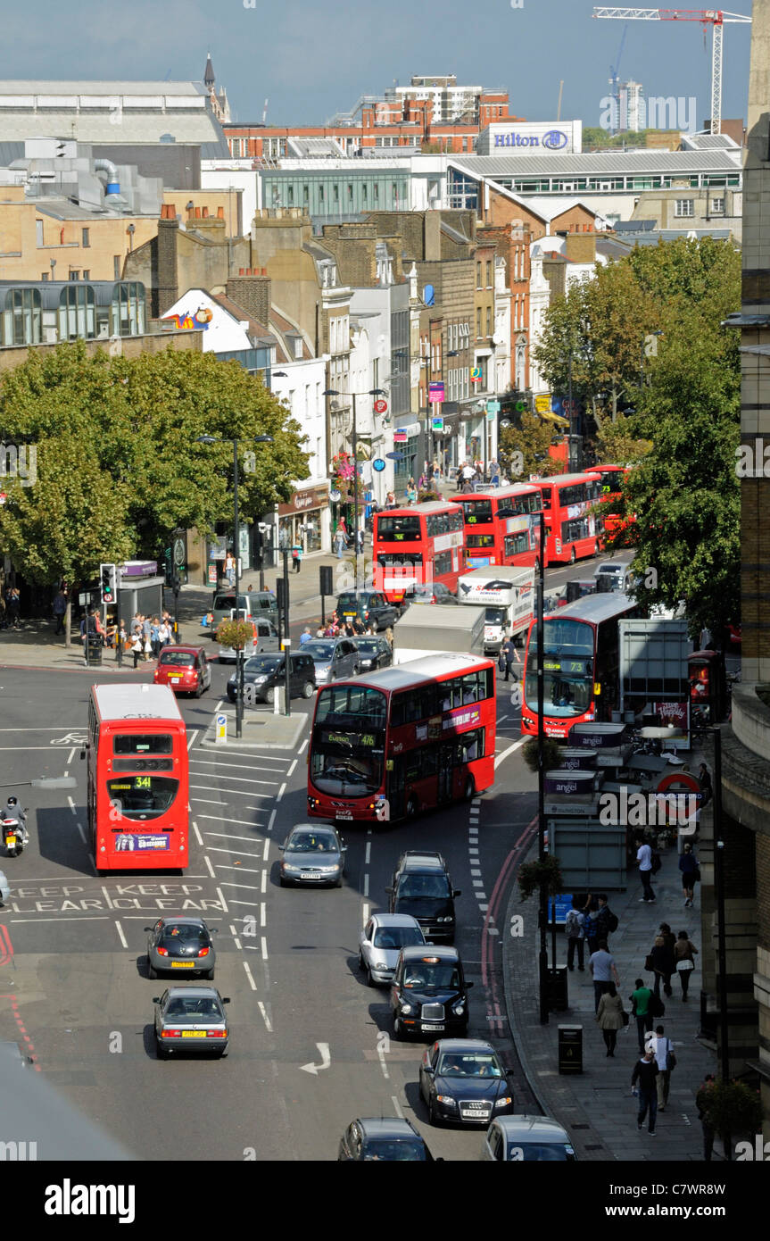 Angel Islington showing buses and traffic from above London England UK Stock Photo