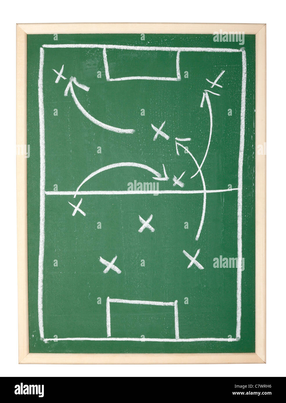 soccer game drawing on a blackboard Stock Photo