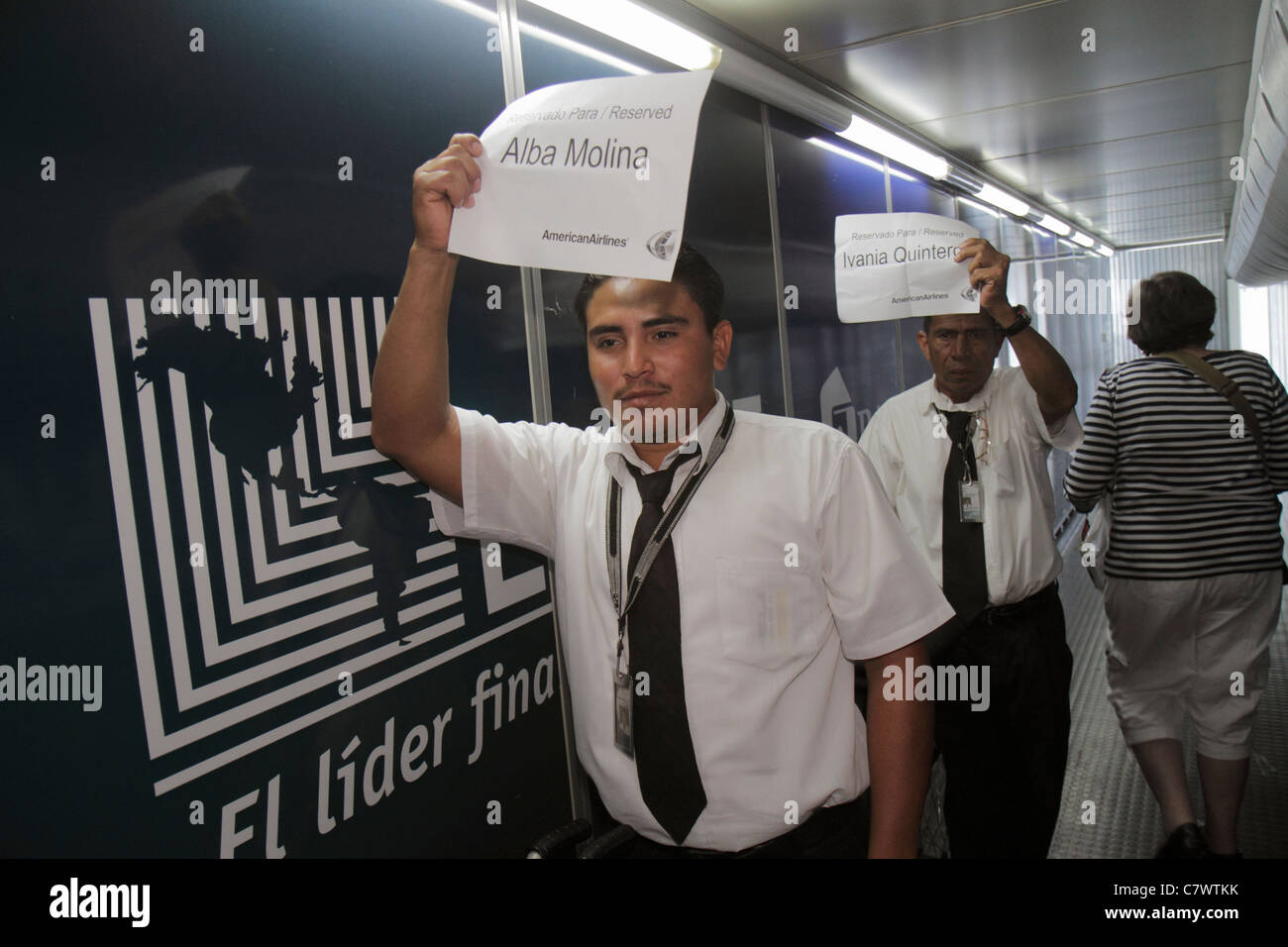 Managua Nicaragua,Central America,Augusto C. Sandino International Airport,MGA,aviation,arrival,American Airlines,courtesy escort,working,work,servers Stock Photo