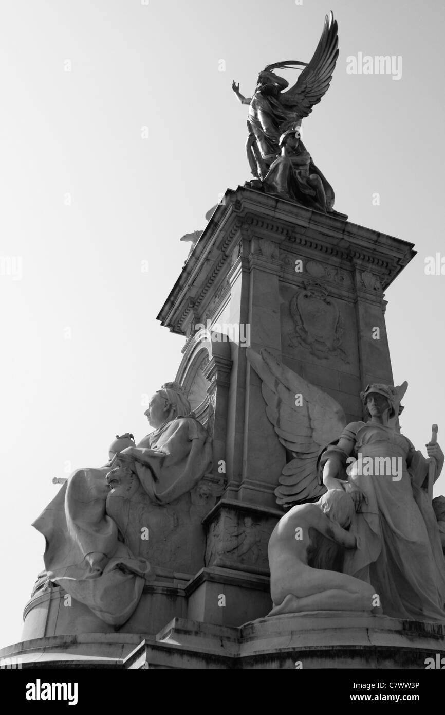 Queen Victoria Memorial in London (Black & White) Stock Photo