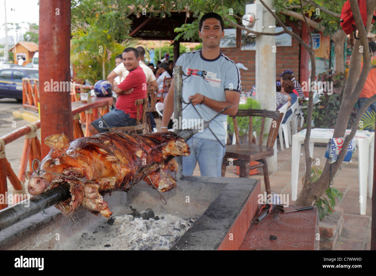 Managua Nicaragua,El Malecon,Puerto Salvador Allende,Lake Xolotlan,inland port,recreational area,Ranchito Los Taki Pollo,restaurant restaurants food d Stock Photo