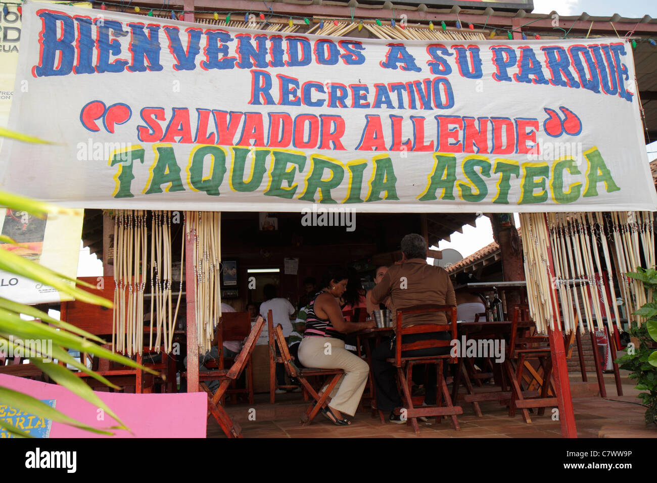 Managua Nicaragua,El Malecon,Puerto Salvador Allende,Lake Xolotlan,inland port,recreational area,Taqueria Asteca restaurant,restaurants,food,dine,eat Stock Photo