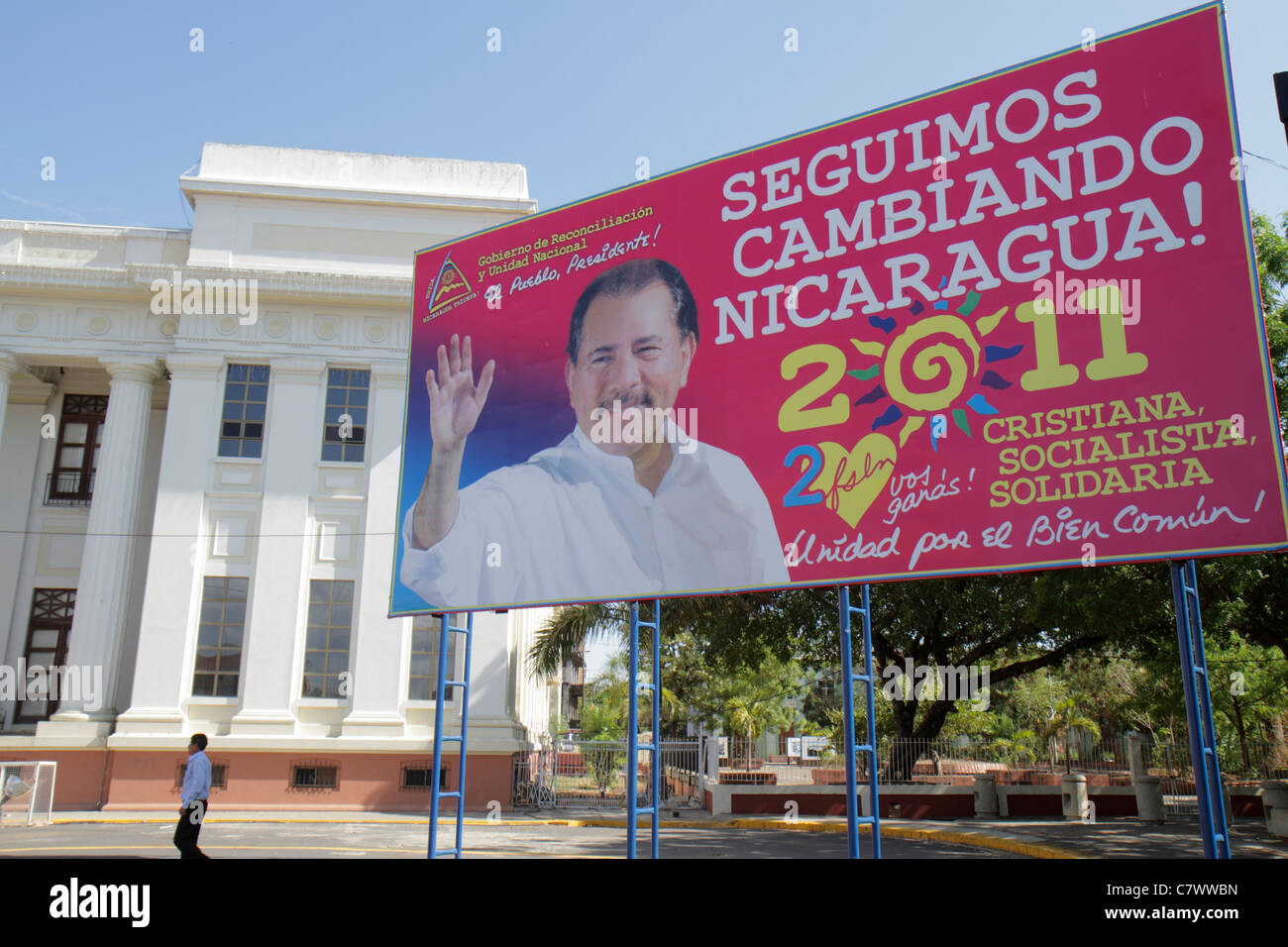Managua Nicaragua,Area Monumental,National Palace of Culture,plaza,political billboard,advertisement,ad,Daniel Ortega,President,residents,government,s Stock Photo